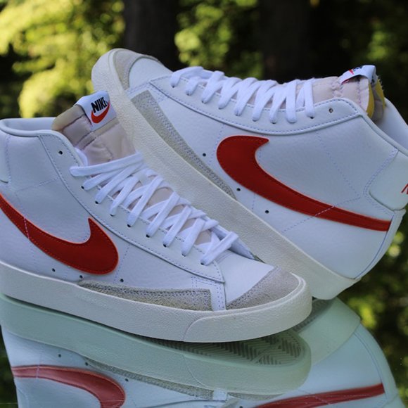 Nike Blazer Mid 77 White Bright Crimson Men's Size 8.5 - Picture 5 of 12